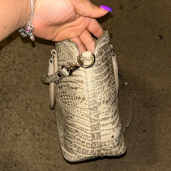 Brahmin Cream Crocodile-Embossed Satchel with Detachable Strap - Picture 5 of 11
